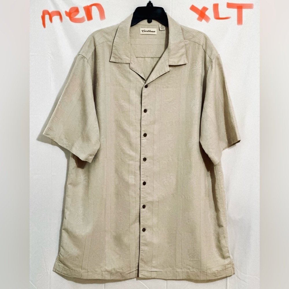 MENS LT TAN CARIBBEAN BOTTON SHIRT
